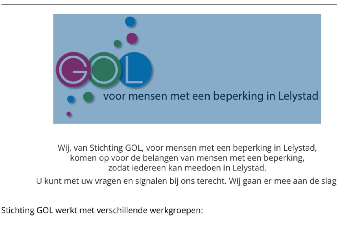 Extra geld voor het GOL, de organisatie die opkomt voor mensen met een beperking