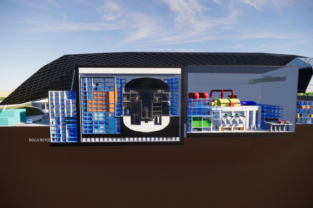 Een opengewerkt model van een SMG van Rolls Royce, een van de fabrikanten.