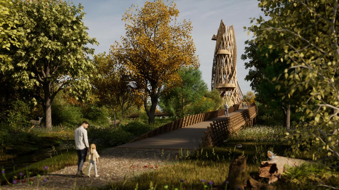 Hollandse Hout krijgt de uitkijktoren die een bijzonder bureau in 2022 daarvoor tekende