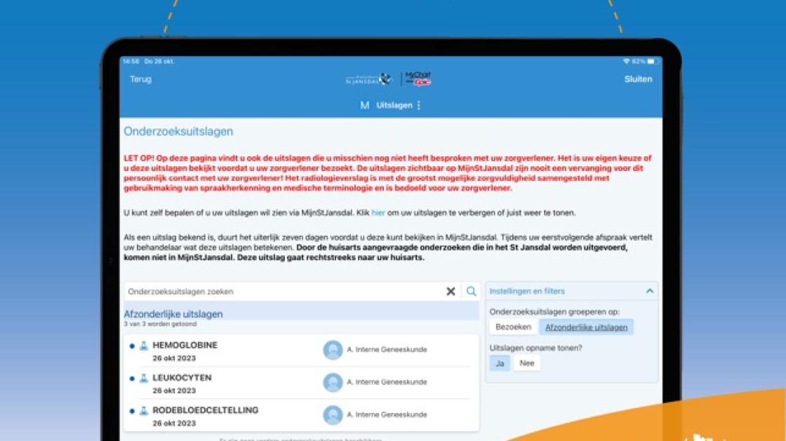 Patiënt St Jansdal kan nu zelf direct uitslag scan en lab inzien, zonder arts