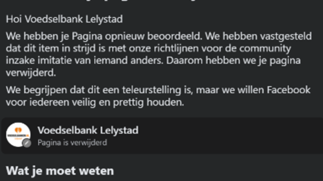 Automatische controle Facebook kegelt voedselbank eraf, weg terug is lastig